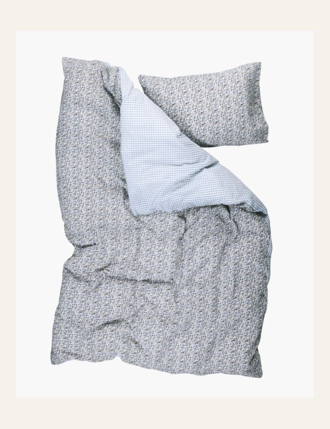 Pussilakanasetti kreppipuuvillaa moniväri/sininen - 2