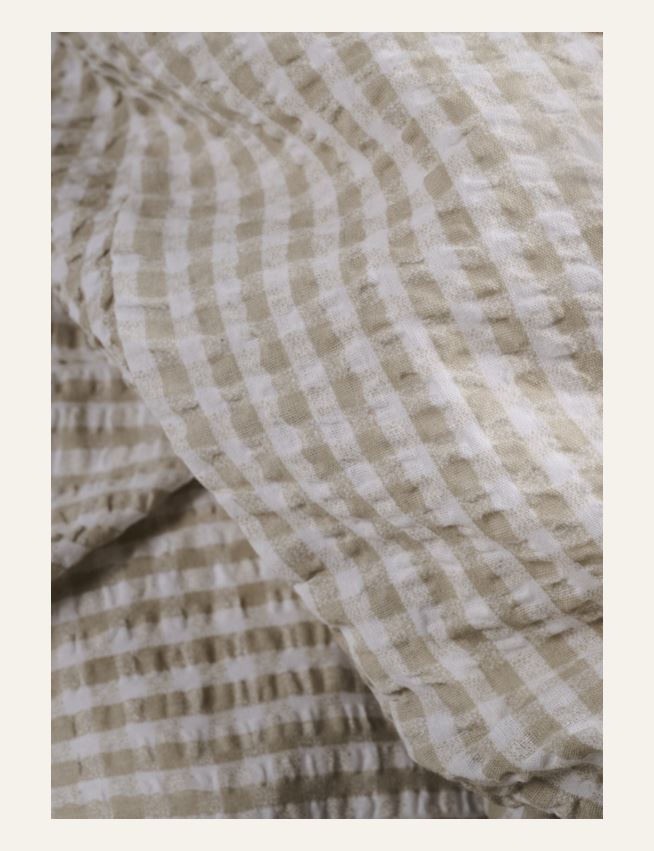 Pussilakanasetti kreppipuuvillaa hiekka - 2