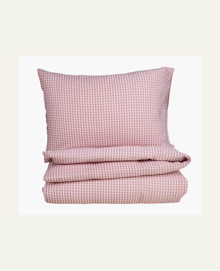 Pussilakanasetti kreppipuuvillaa roosa - 150x210 cm/50x60 cm roosa - 1