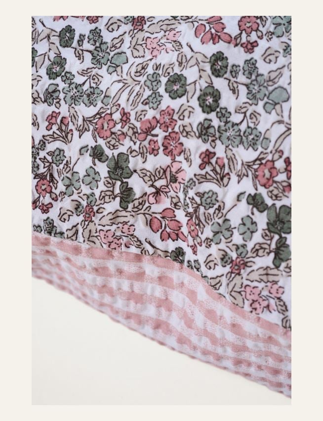 Tyynyliina kreppipuuvillaa moniväri/roosa - 2