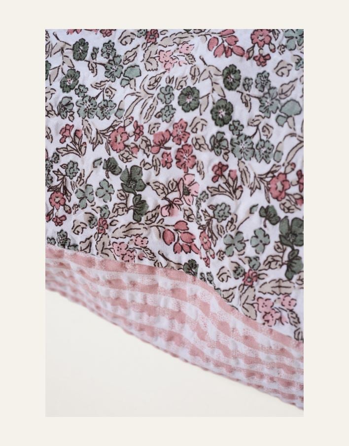 Tyynyliina kreppipuuvillaa moniväri/roosa - 2