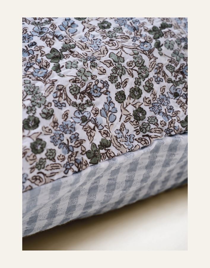 Tyynyliina kreppipuuvillaa moniväri/sininen - 2