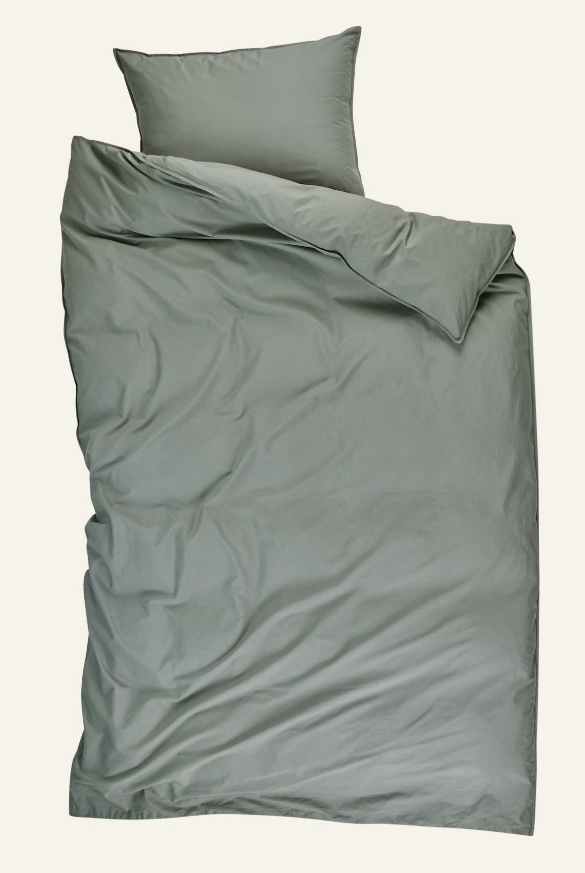 Pussilakanasetti puuvillaa oliivinvihreä - 150x210 cm/50x60 cm oliivinvihreä - 1