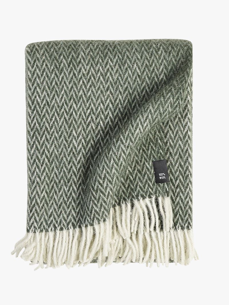 Veggli villahuopa oliivinvihreä 130x170 cm (Hemtex)