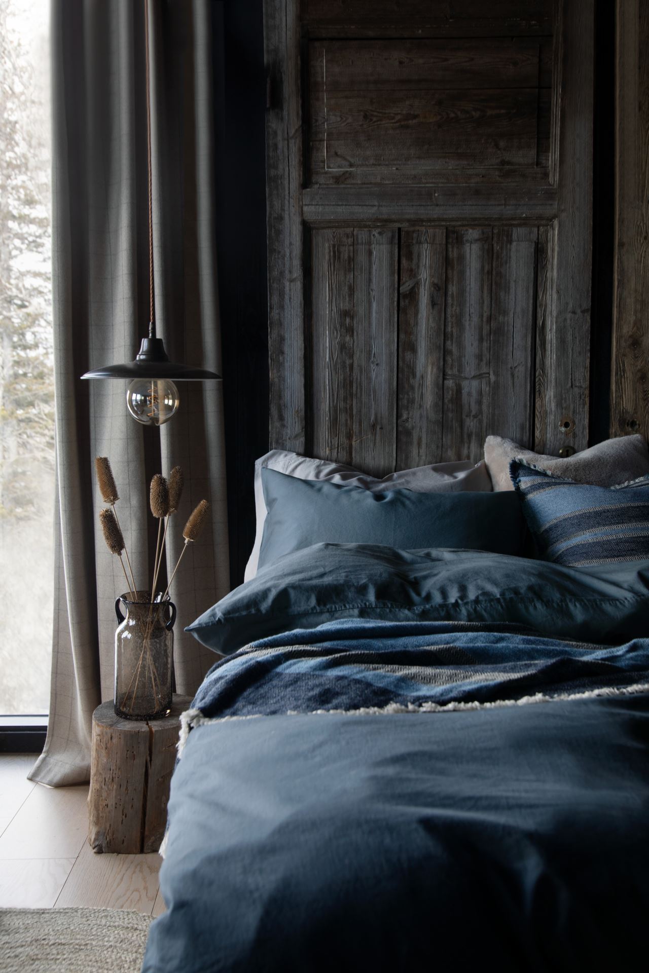 Pussilakanasetti satiinipuuvillaa sumuinen sininen - 2