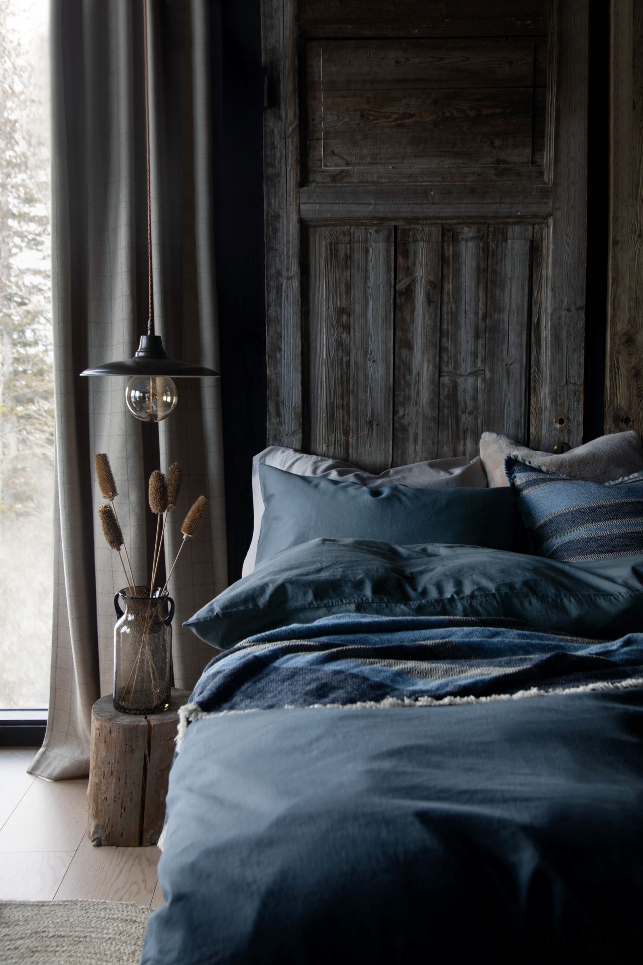 Pussilakanasetti satiinipuuvillaa sumuinen sininen - 2