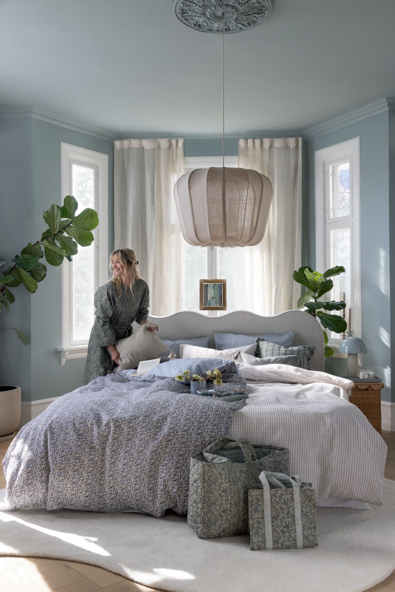 Pussilakanasetti kreppipuuvillaa moniväri/sininen - 6