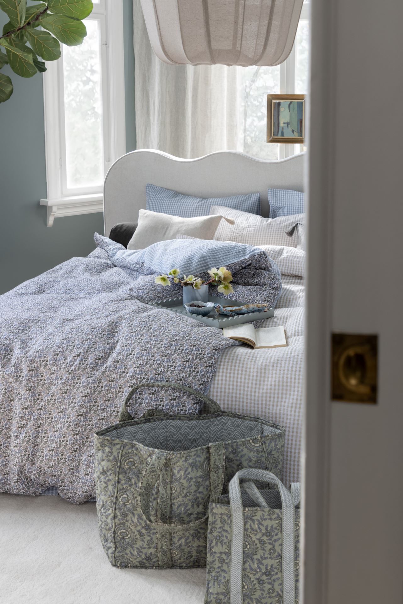 Pussilakanasetti kreppipuuvillaa moniväri/sininen - 4