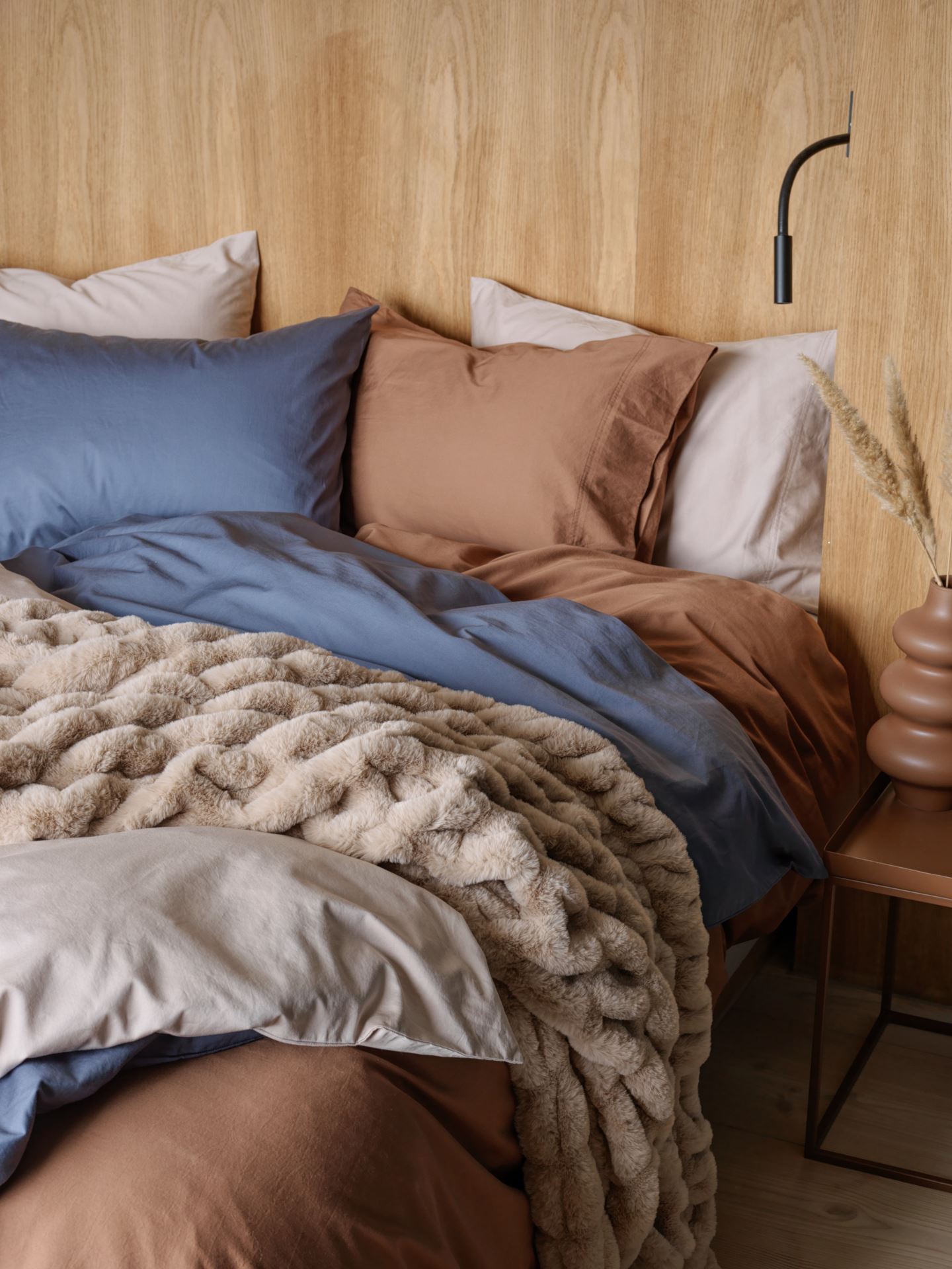 Pussilakanasetti satiinipuuvillaa sumuinen sininen - 3