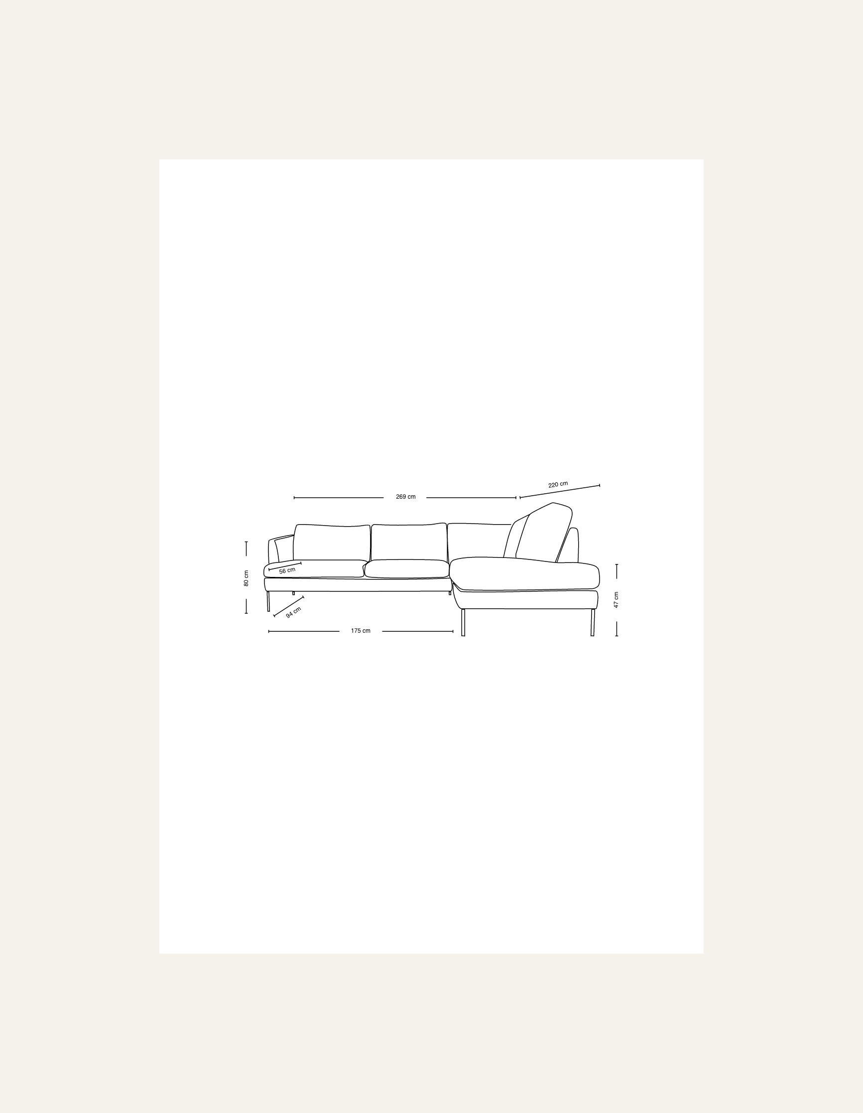 Avokulmasohva oikea beige - 8