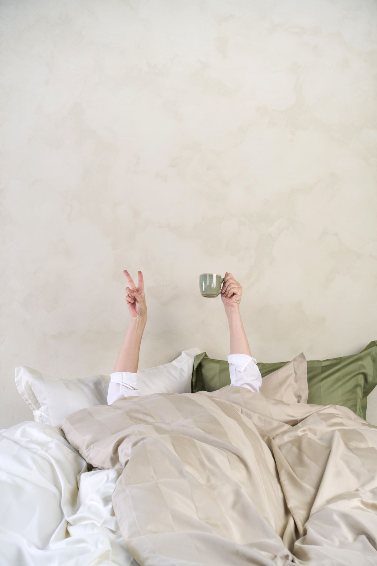 Pussilakanasetti satiinipuuvillaa vaalean beige - 4