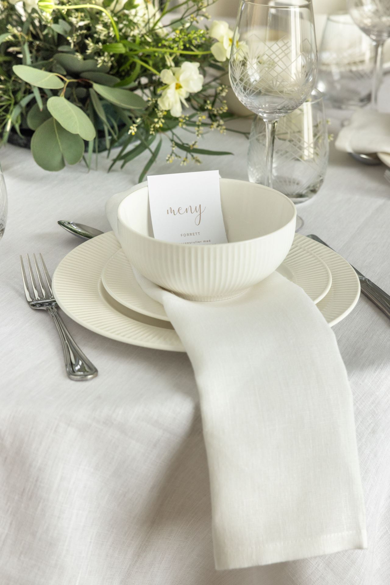 Pellavaservetti valkoinen - 3