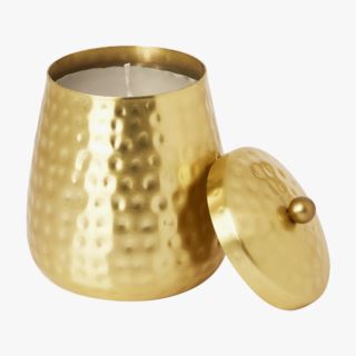 Storan candle in cup w lid Gold kynttilänjalka keltainen