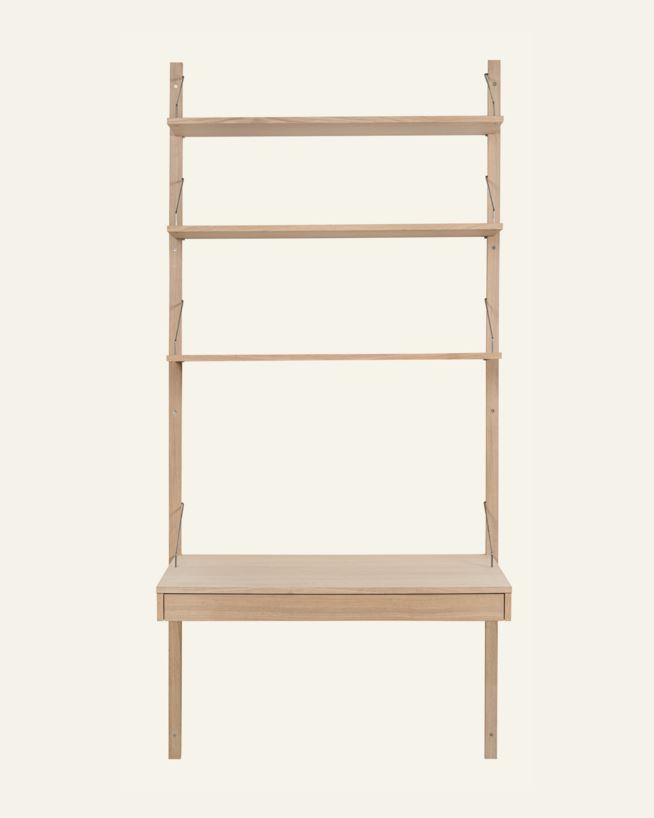 Hyllyjärjestelmä työpöytälevy laatikolla luonnonväri - 100x60x2 cm luonnonväri - 1