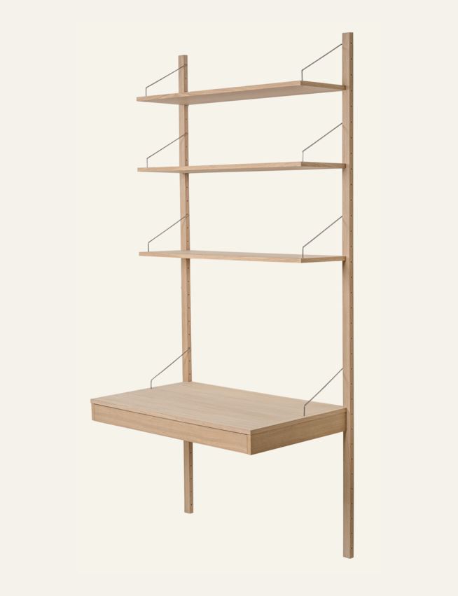 Hyllyjärjestelmä työpöytälevy laatikolla luonnonväri - 4