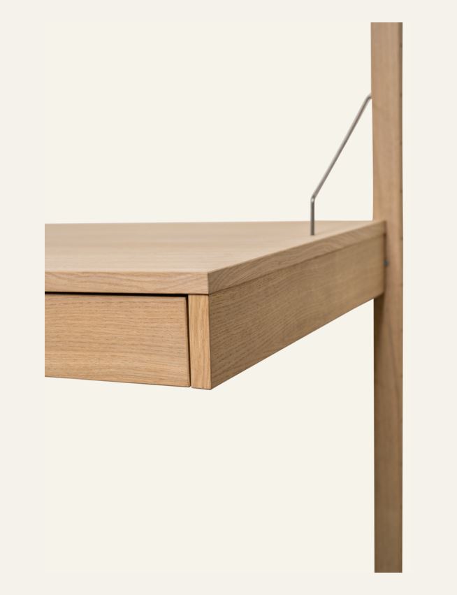 Hyllyjärjestelmä työpöytälevy laatikolla luonnonväri - 3