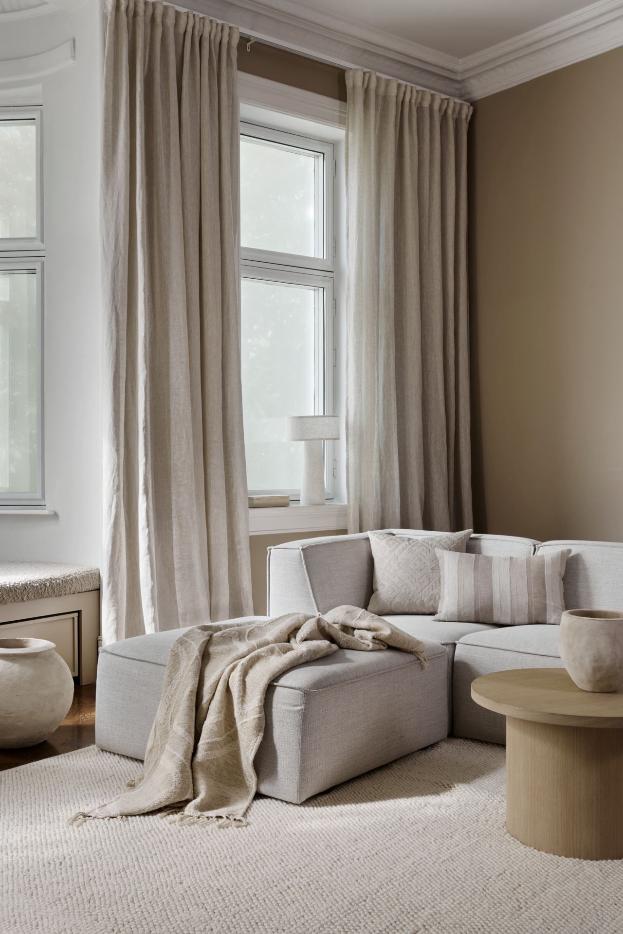 Erittäin leveä pellavaverho luonnonväri - 4