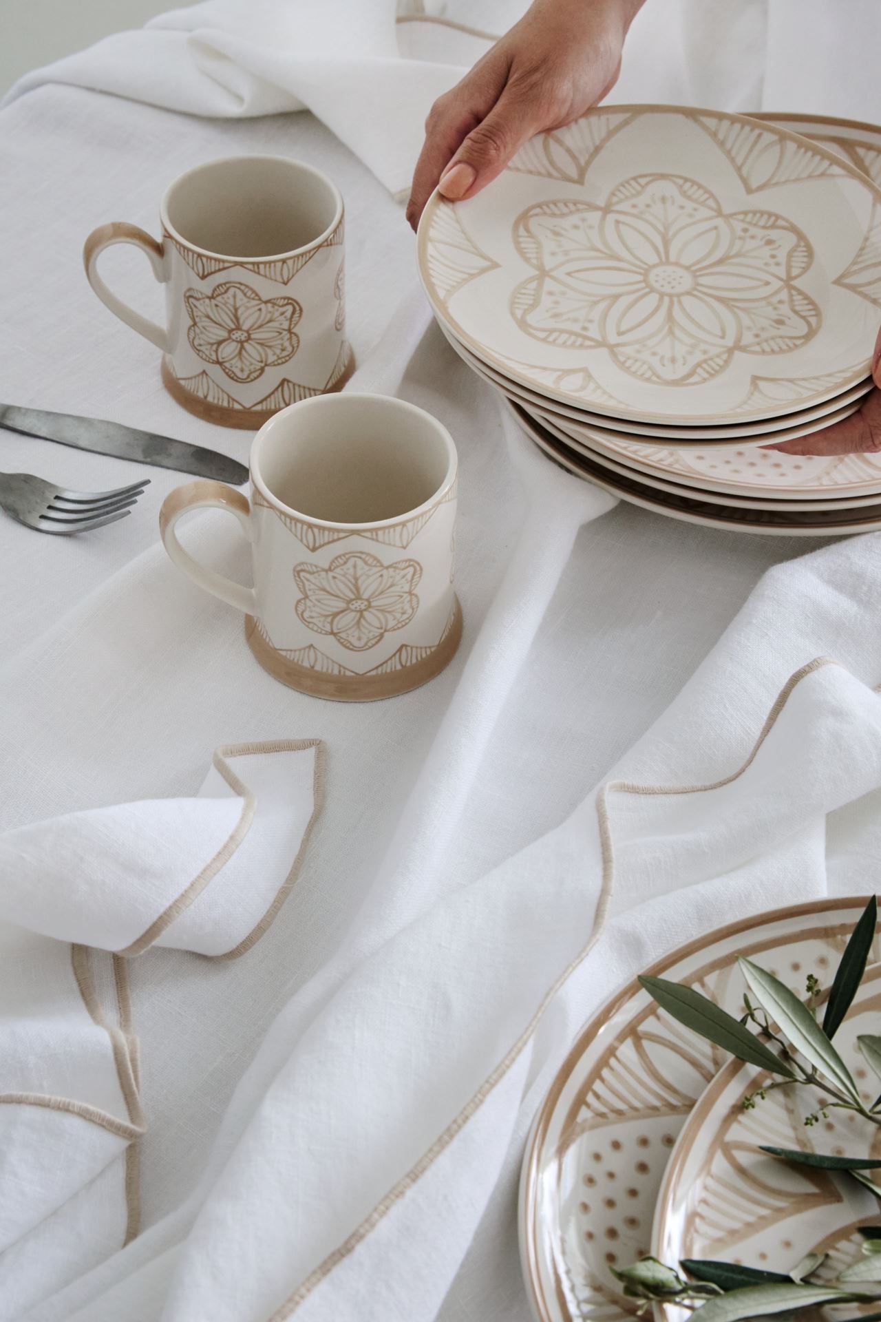 Pellavaliina beige - 5