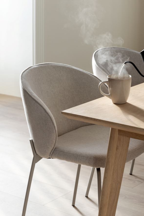 Ruokapöydän tuoli vaalean beige - 2