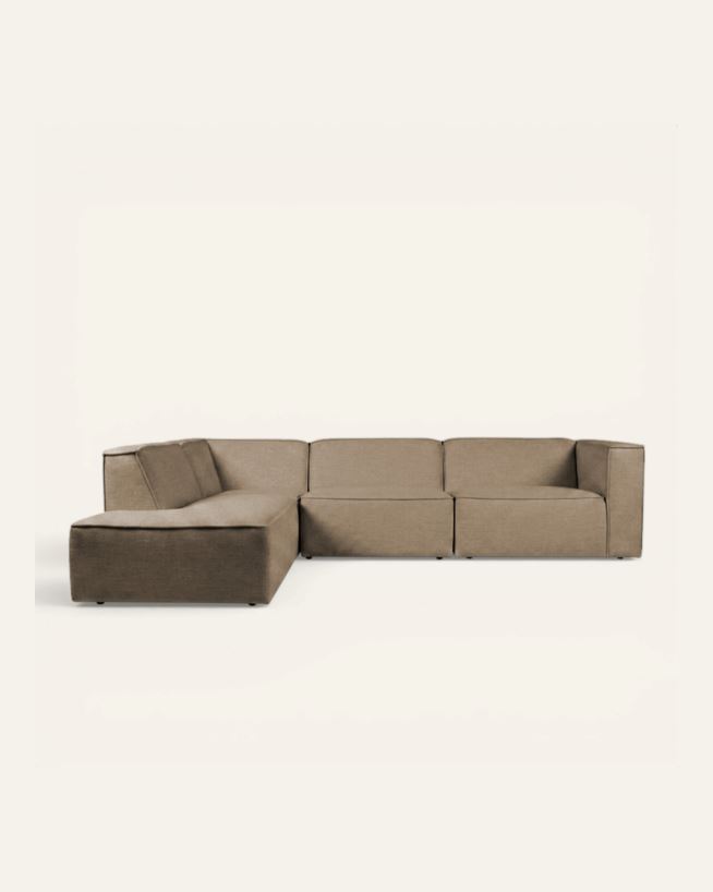 Moduulisohva 4 osaa avoin pää vasen harmaanruskea - 293x227x73 cm harmaanruskea - 1
