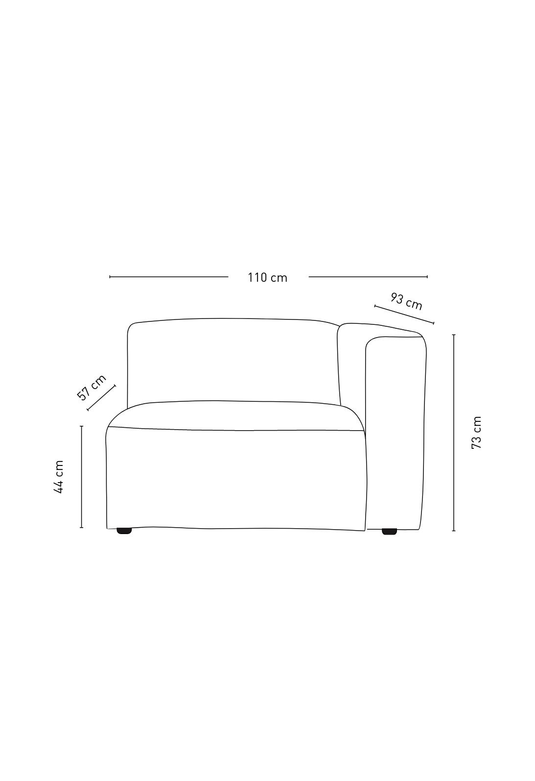 Moduulisohvaosa 1,5-istuttava käsinoja oikea luonnonväri - 3
