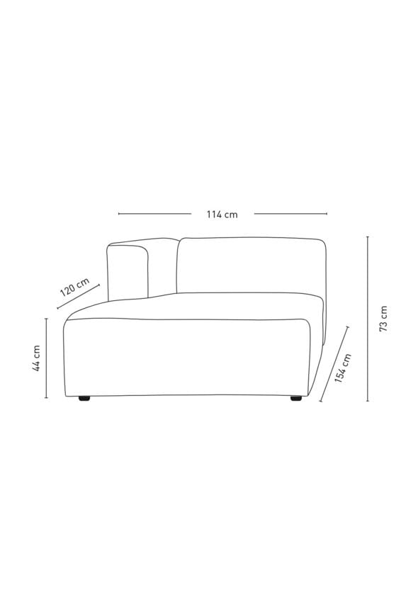 Moduuli 1,5-istuttava vasen käsinoja harmaa - 6