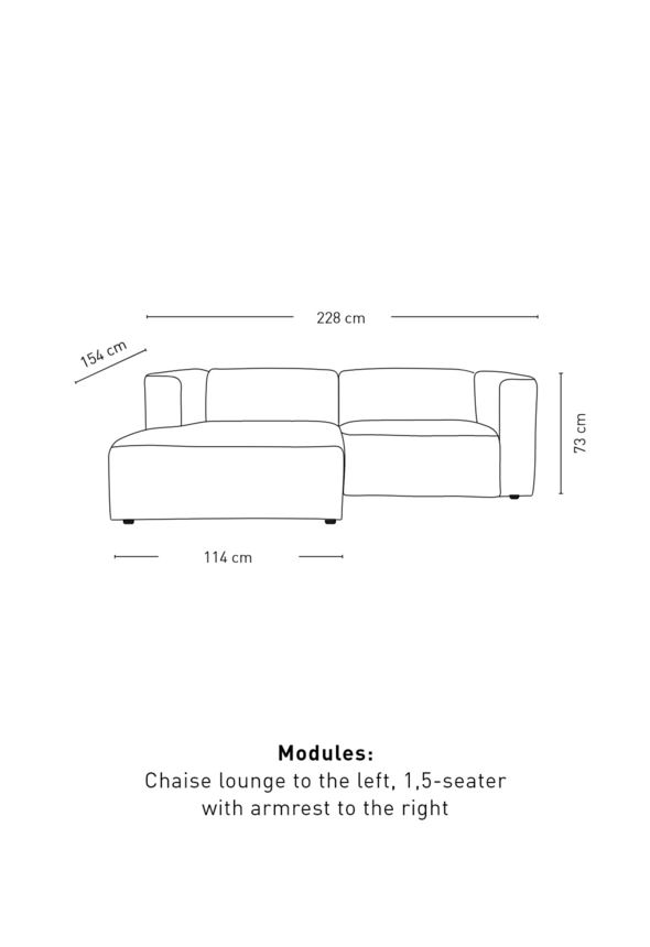 Moduulisohva 2 osaa, divaani vasen luonnonväri - 3