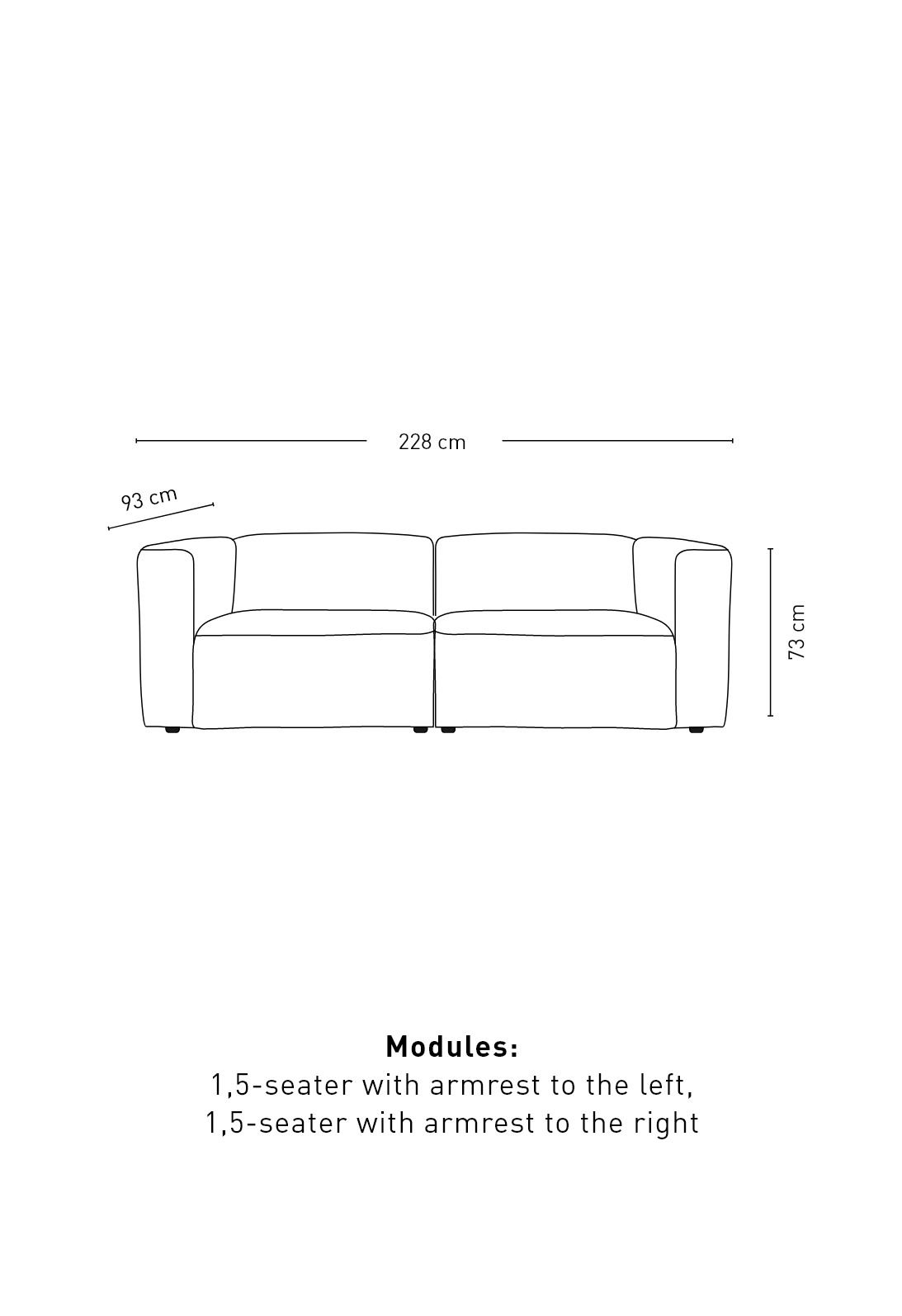 3-istuttava moduulisohva käsinojalla harmaa - 2
