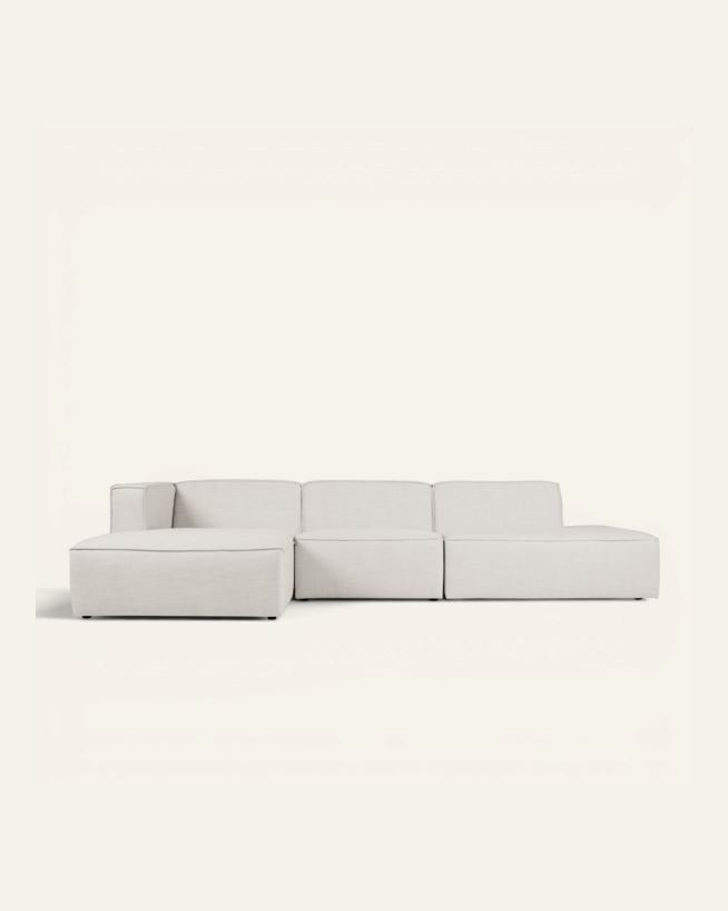 Moduulisohva 3 osaa avoin pääty oikea luonnonväri - 338x153x73 cm luonnonväri - 1