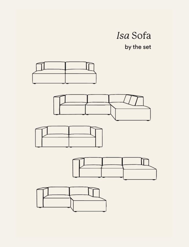 Moduulisohva 2 osaa käsinojalla luonnonväri - 6