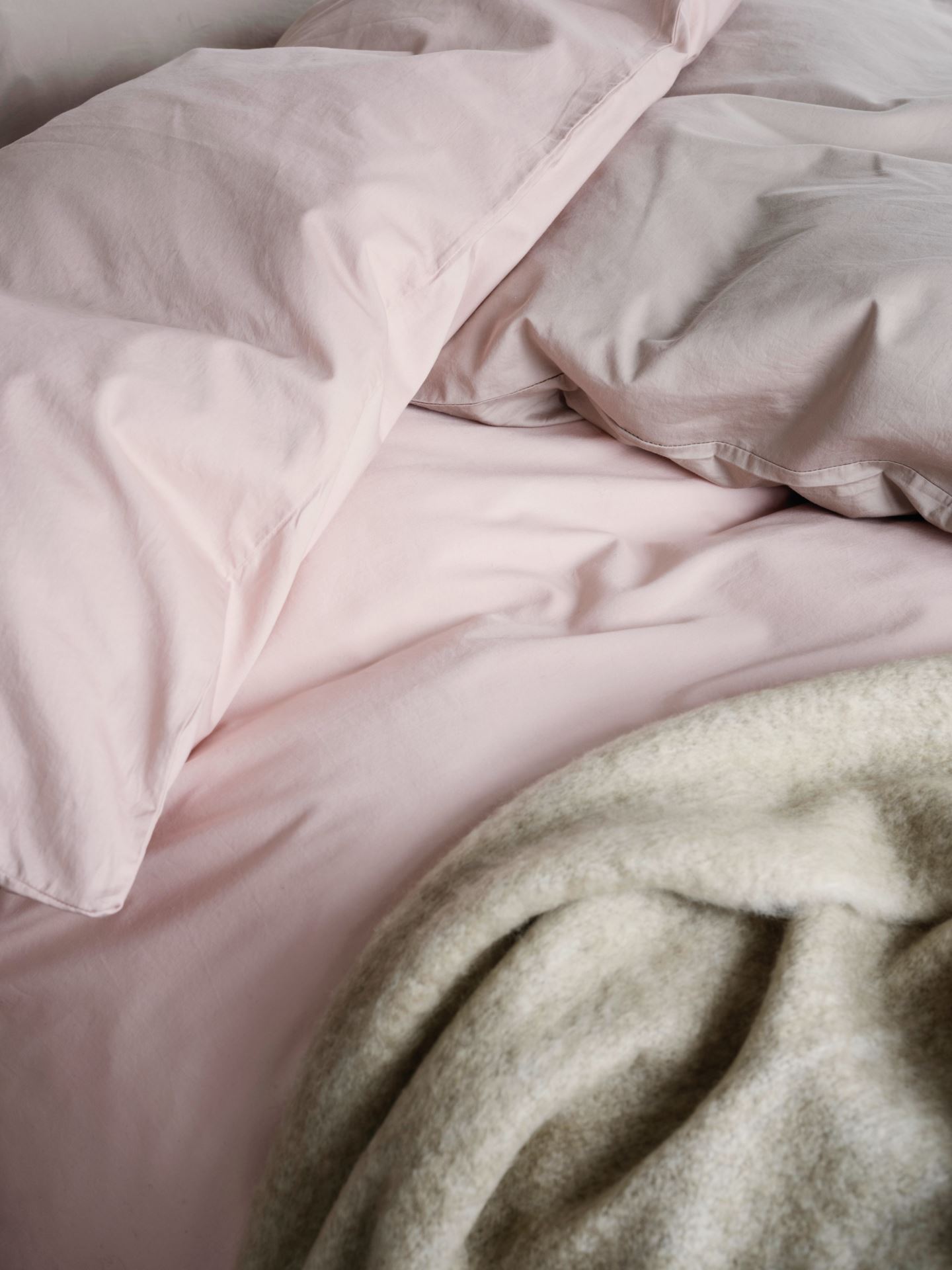 Pussilakanasetti satiinipuuvillaa puuteriroosa - 2