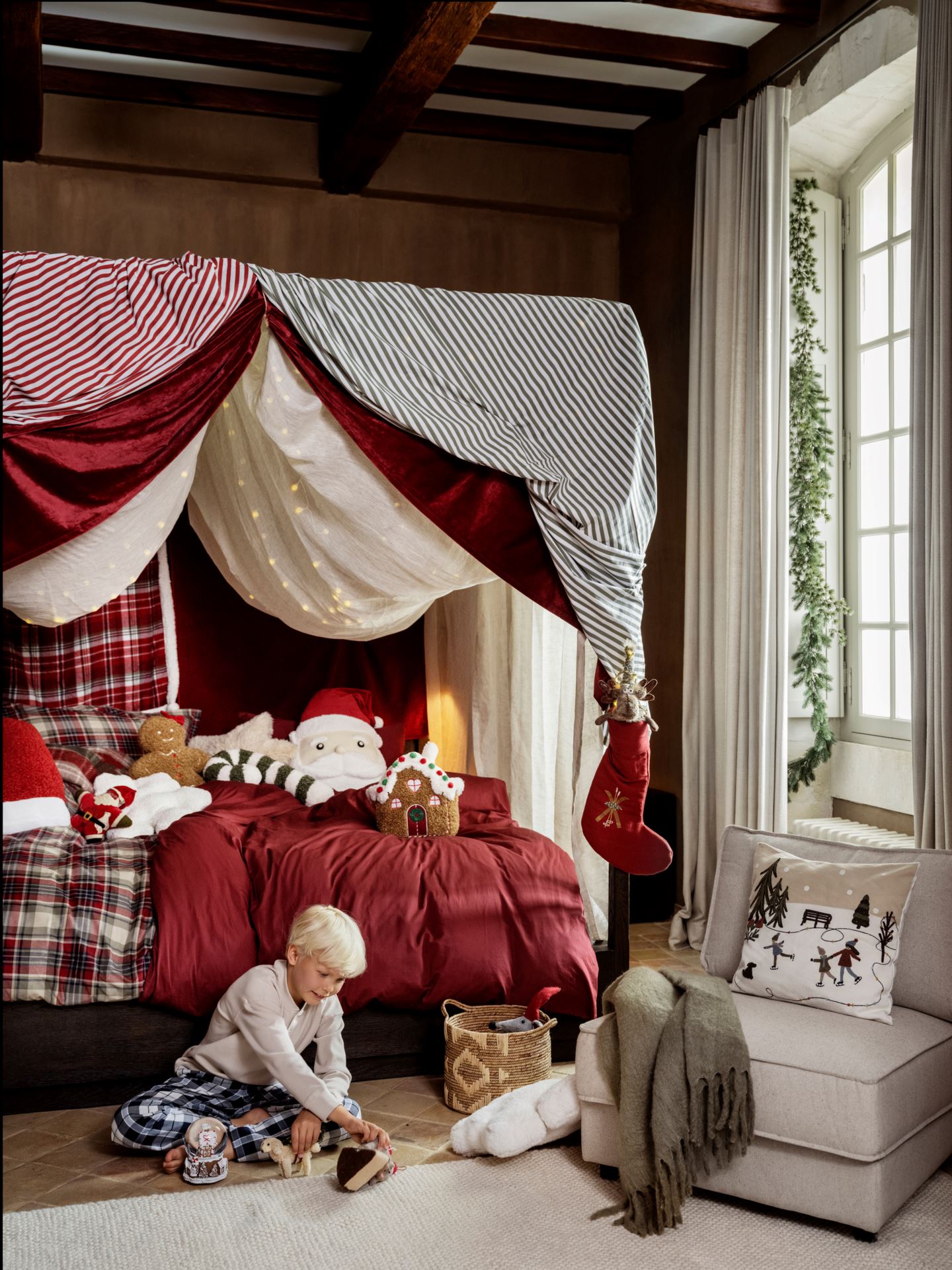 Pussilakanasetti satiinipuuvillaa tummanpunainen - 3