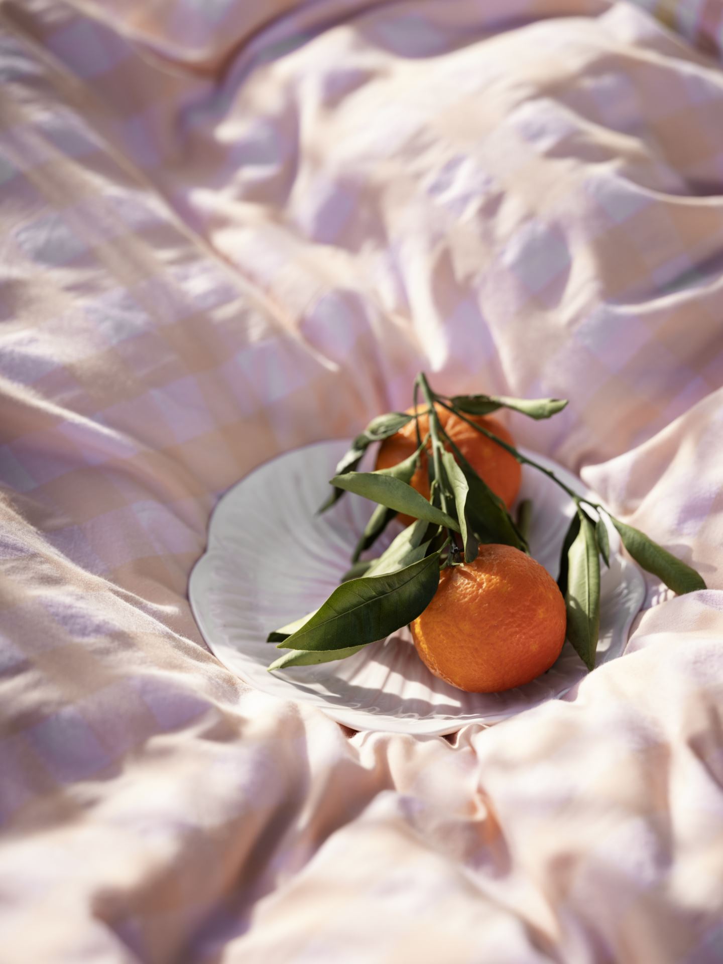 Pussilakanasetti lankavärjättyä kreppipuuvillaa koralli - 2