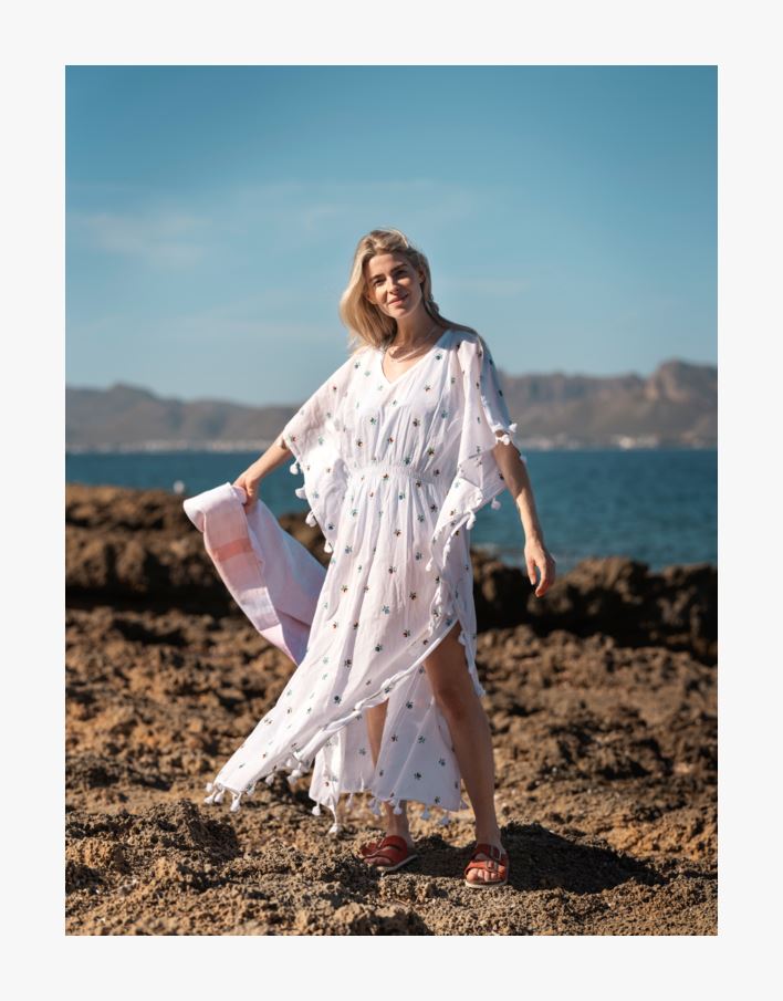 Kaftaani valkoinen - 70x132 cm valkoinen - 1