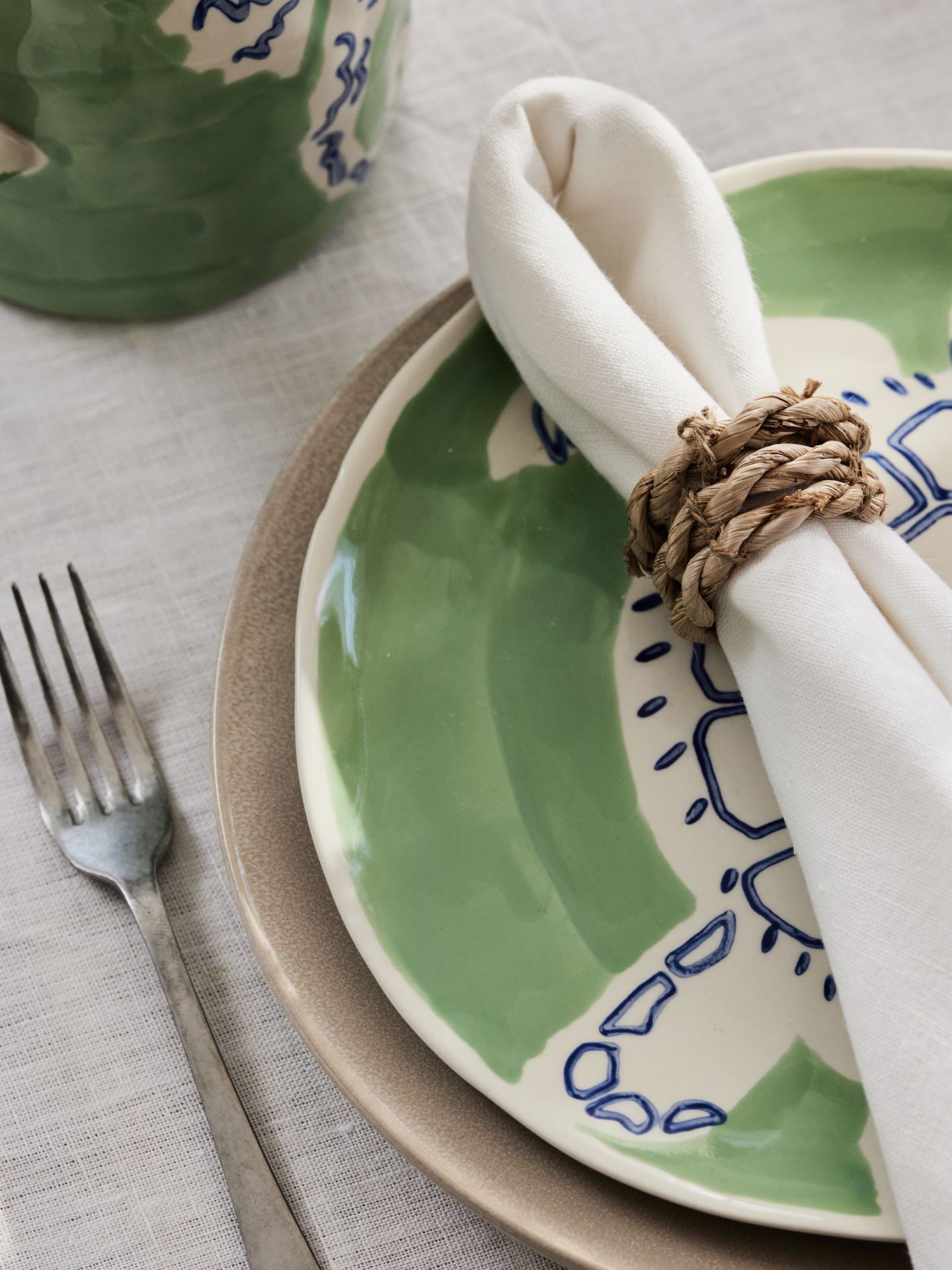 Pellavaservetti valkoinen - 2