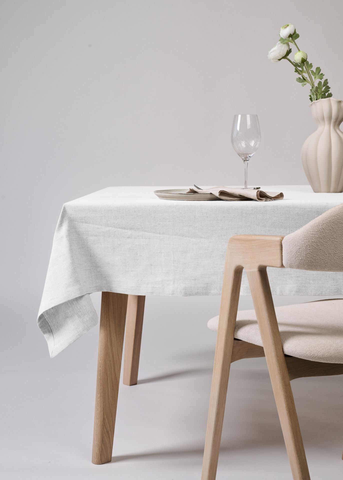 Pellavaliina valkoinen - 140x350 cm valkoinen - 1