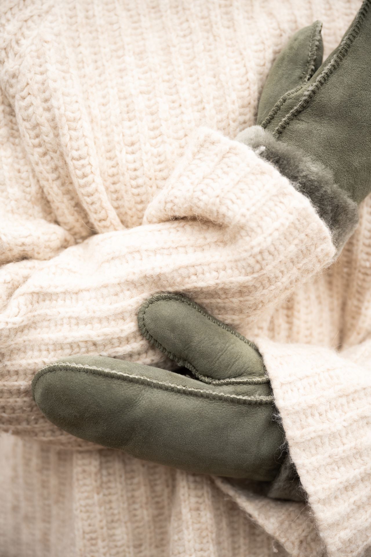 Nahkakäsineet oliivinvihreä - 4