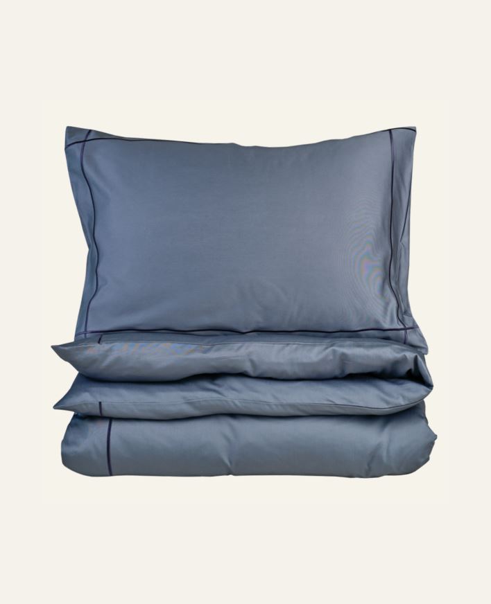 Pussilakanasetti satiinipuuvillaa sumuinen sininen - 150x210 cm/50x60 cm sumuinen sininen - 1