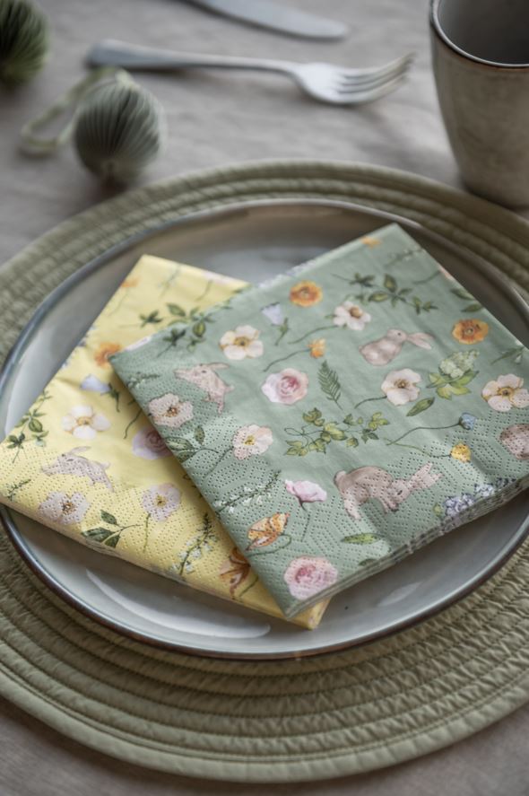 Paperiservetit moniväri/keltainen - 3