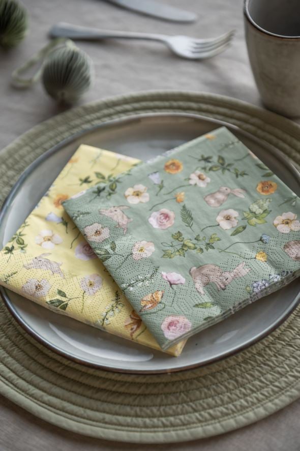 Paperiservetit moniväri/keltainen - 3