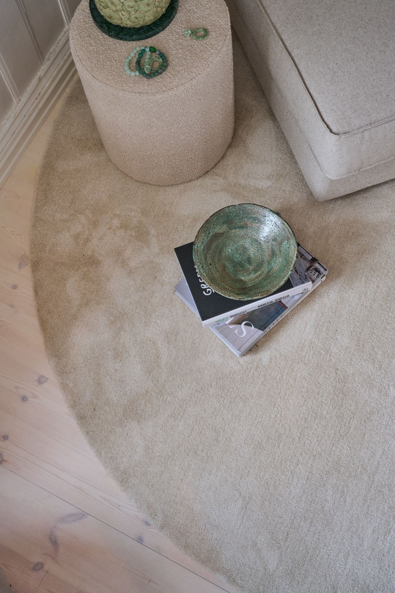 Pyöreä matto vaalean beige - 2