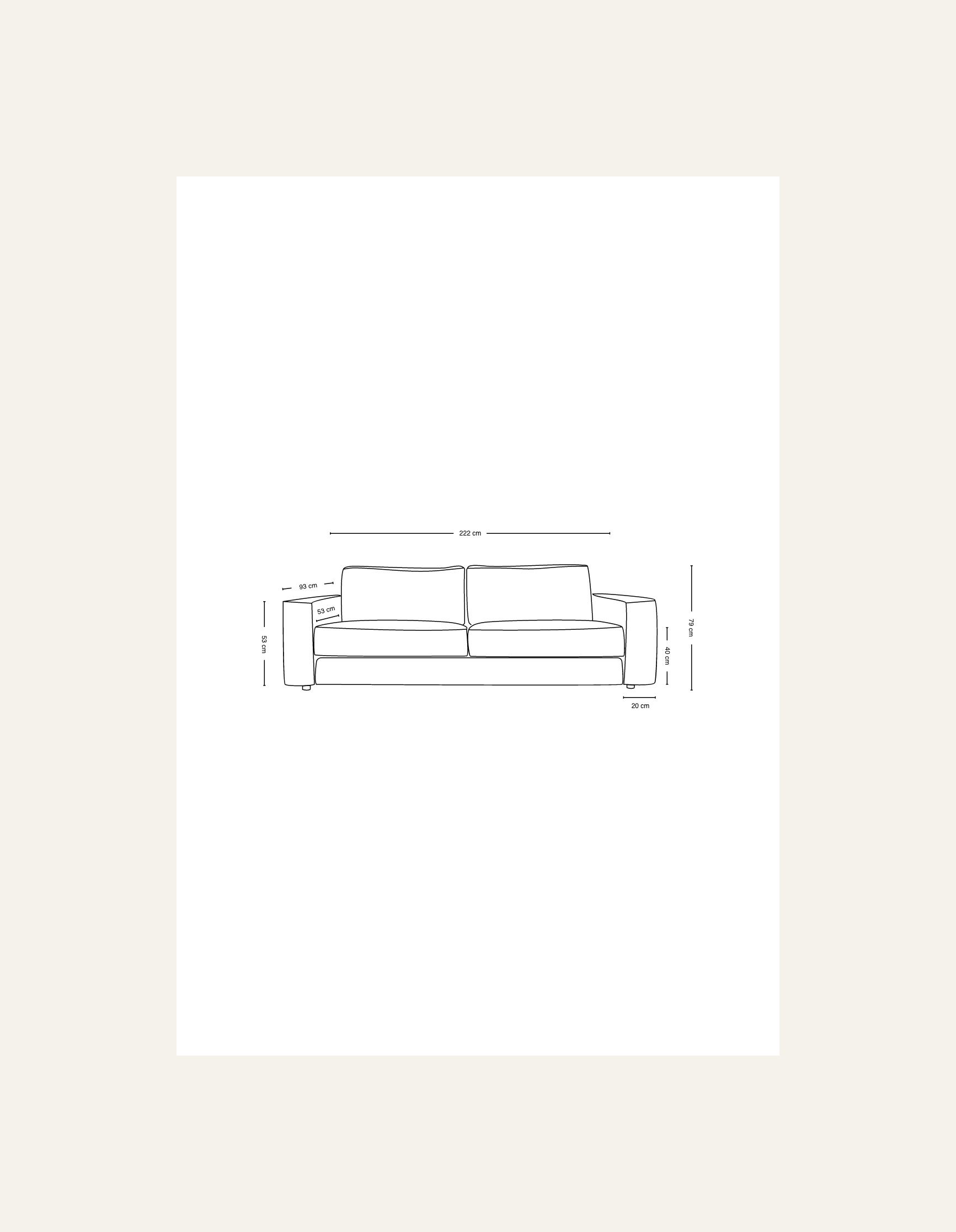 3-istuttava sohva luonnonväri - 13