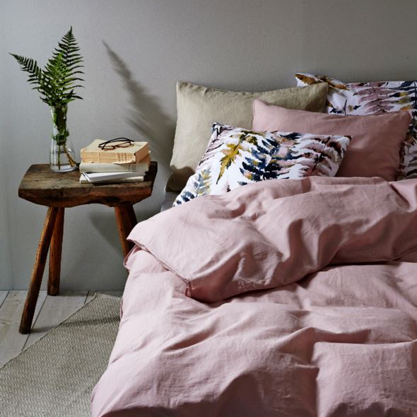 Pussilakanasetti puolipellavaa puuteriroosa - 2