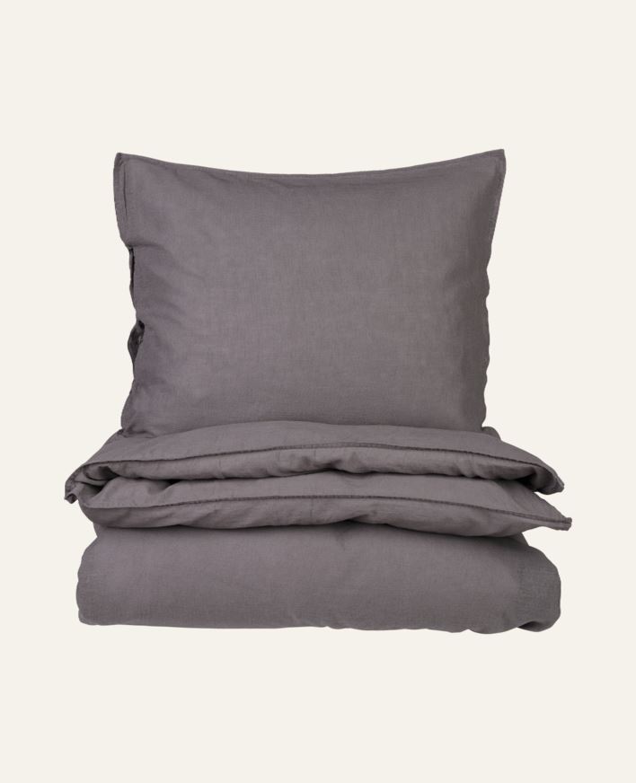 Pussilakanasetti puolipellavaa tummanharmaa - 150x210 cm tummanharmaa - 1