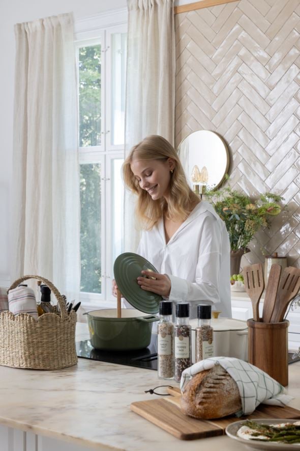 Valurautainen kattila pyöreä vaaleanvihreä - 2