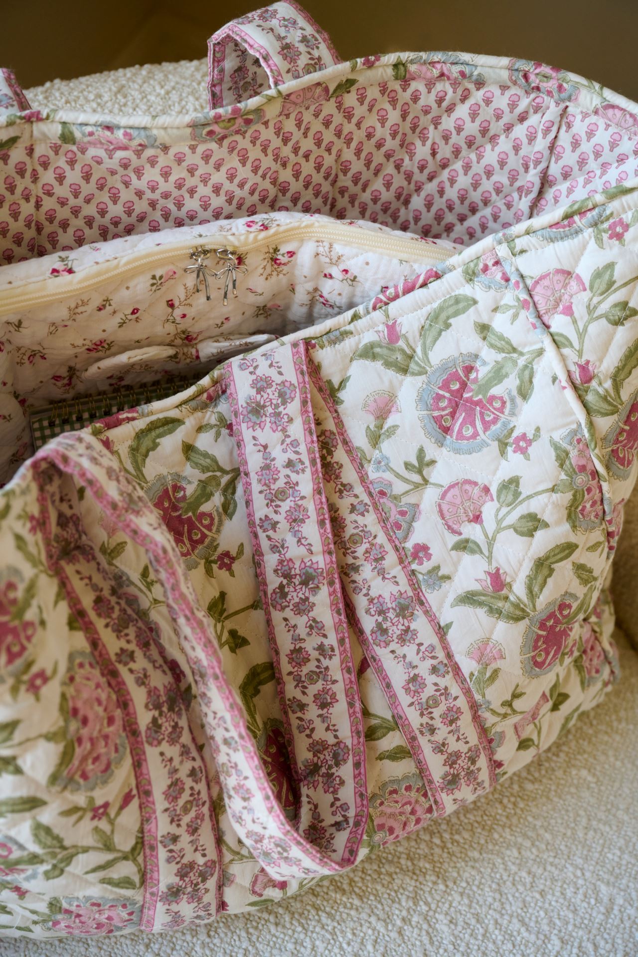 Kangaskassi moniväri/roosa - 2