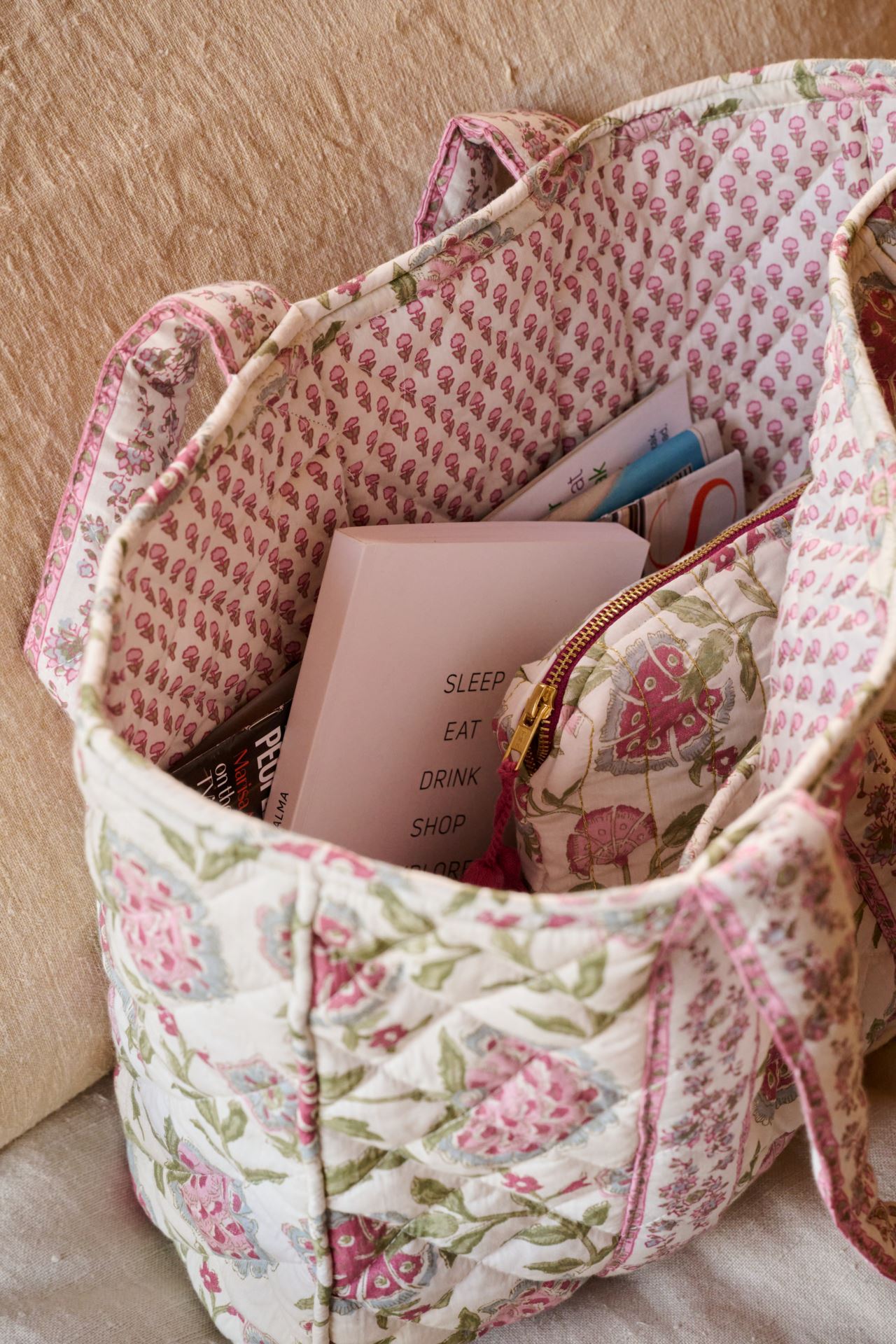 Kangaskassi moniväri/roosa - 4