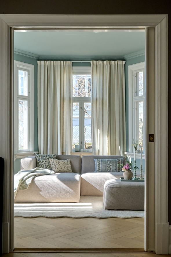 Pellavaverho moniväri/valkoinen - 6