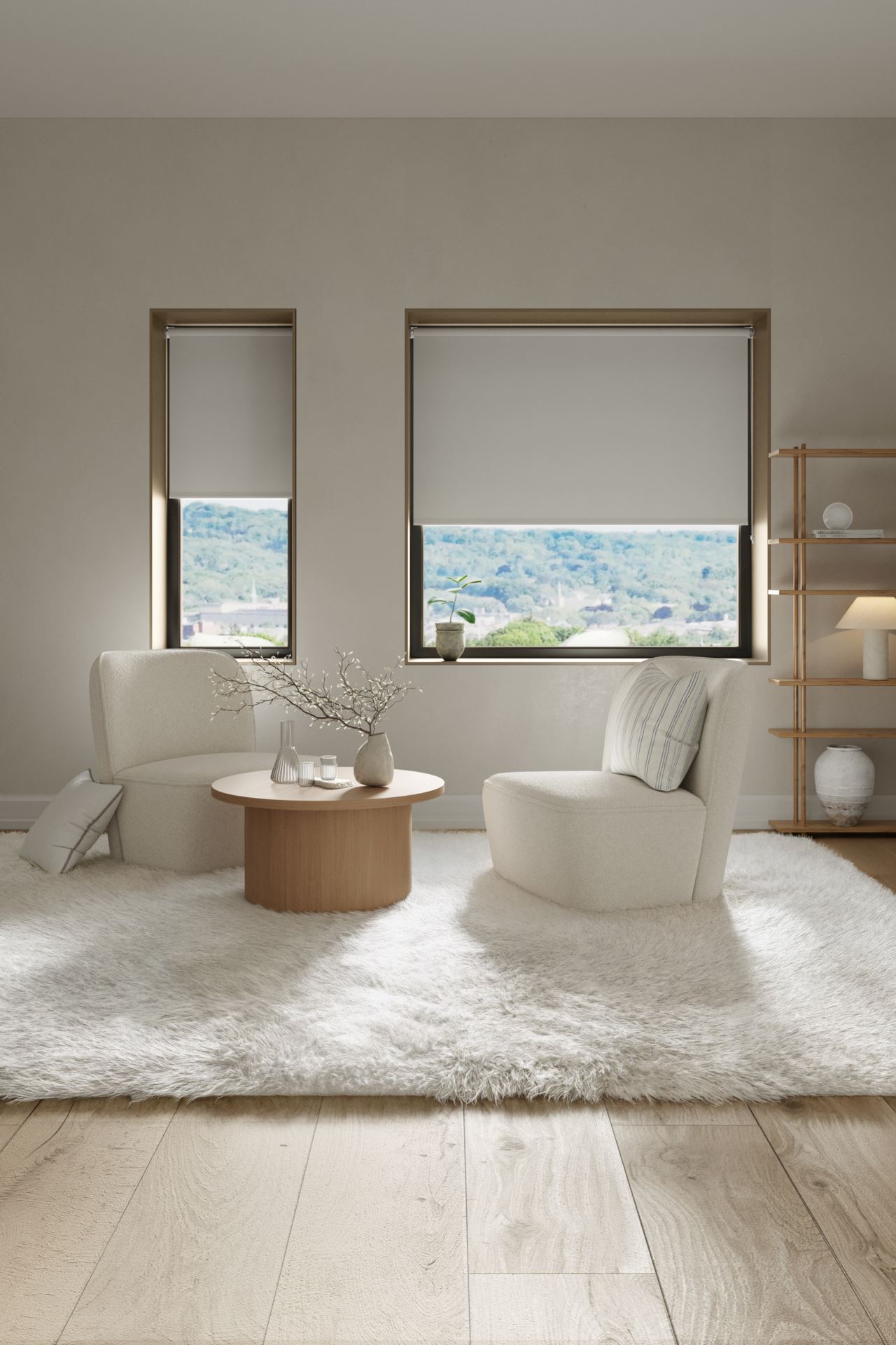 Pimentävä rullaverho luonnonvalkoinen - 3