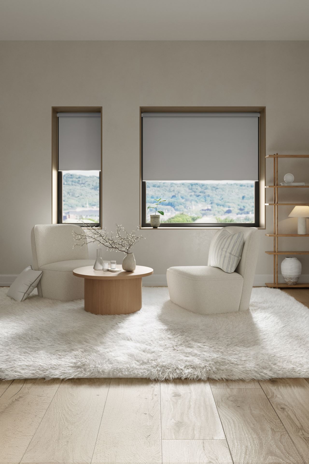 Pimentävä rullaverho, nyöritön harmaa - 3